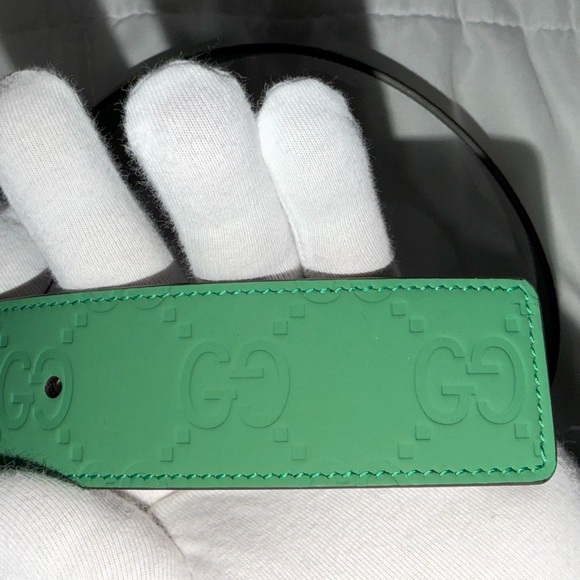 Gucci Green Embossed Leather Belt - Picture 6 of 8
